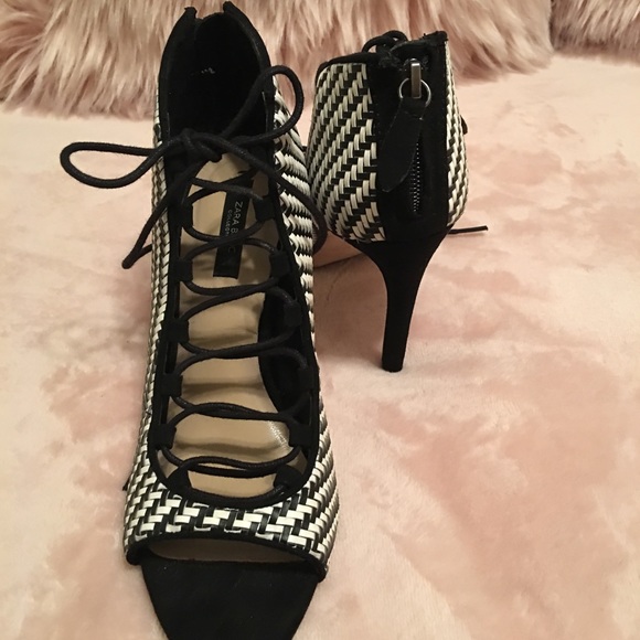 ZARA black and white heel shoes - Picture 3 of 4
